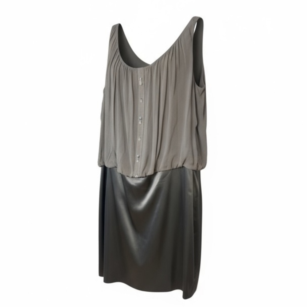 Plus Size Taupe Sleeveless Dress with Sparkly Buttons